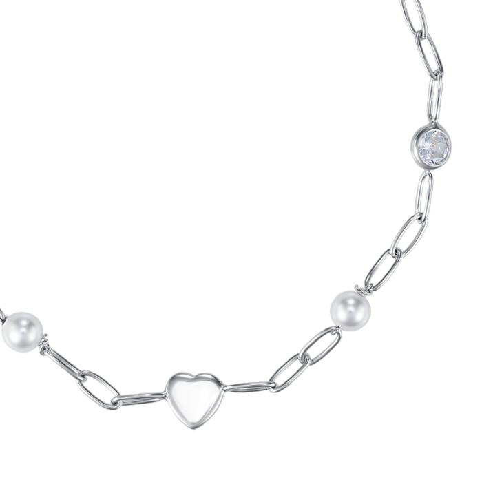 Срібний браслет з фіанітами та перлами. Артикул BRT 10492 RH-B/12/4593