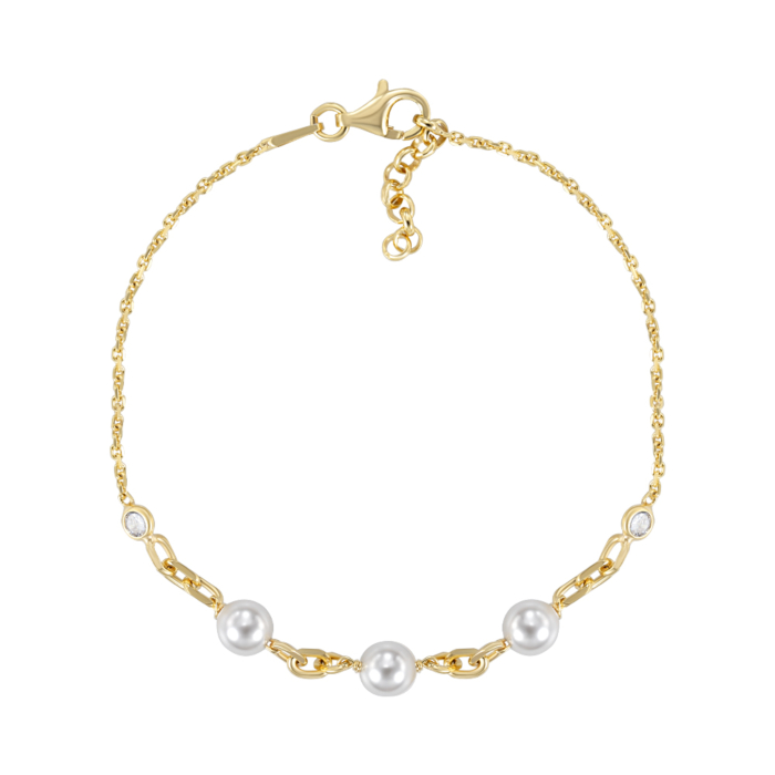 Срібний браслет с перлами та фіанітами. Артикул BRT 10575 G-B/20/4609