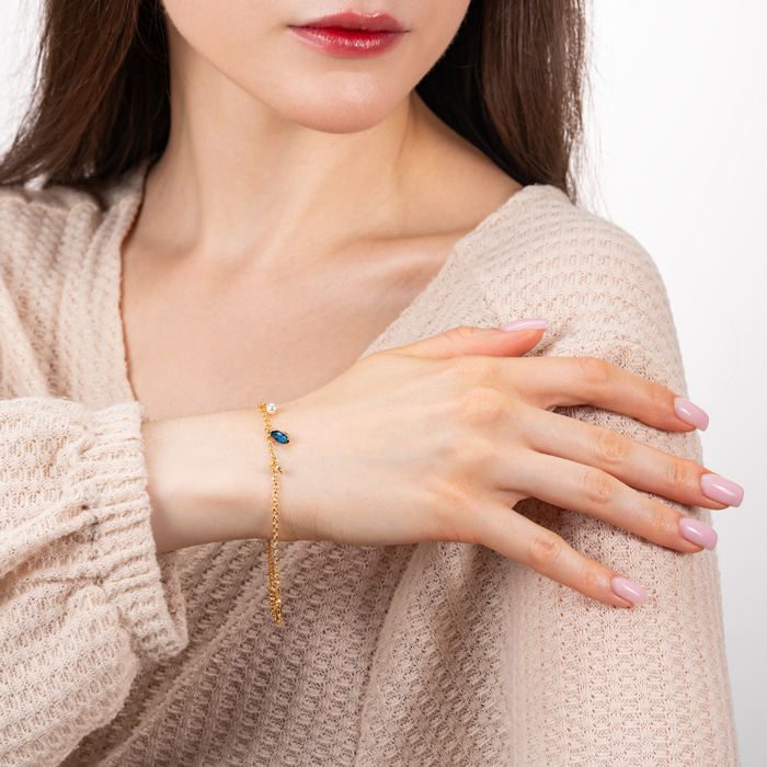 Срібний браслет з фіанітами та перлиною. Артикул BRT_11027-B/20/21079