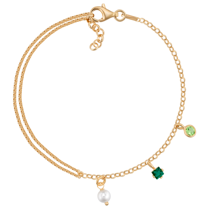 Срібний браслет з фіанітами та перлиною. Артикул BRT_11028-B/20/21077