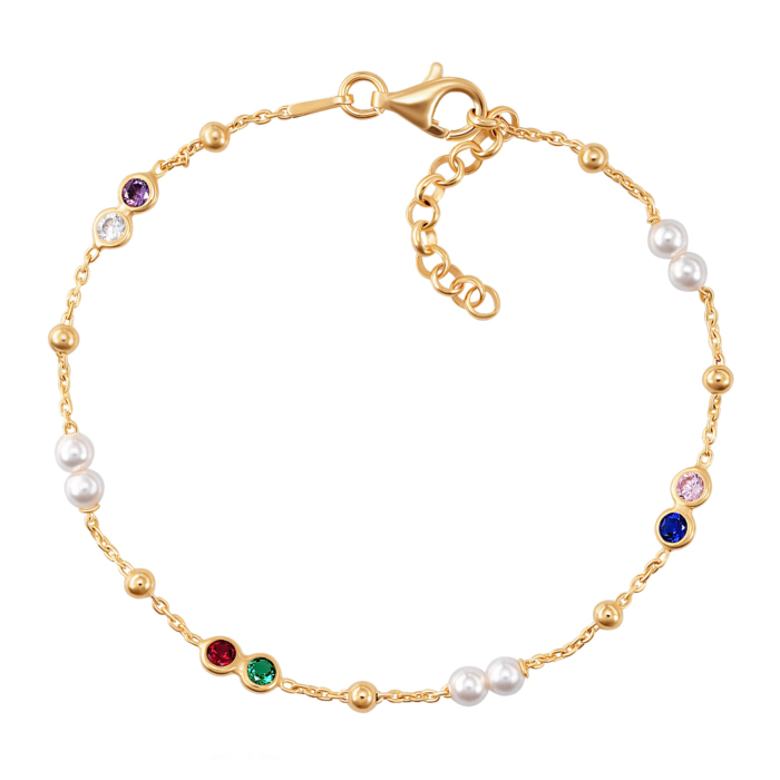 Срібний браслет з фіанітами та перлами. Артикул BRT_11081-B/20/21081