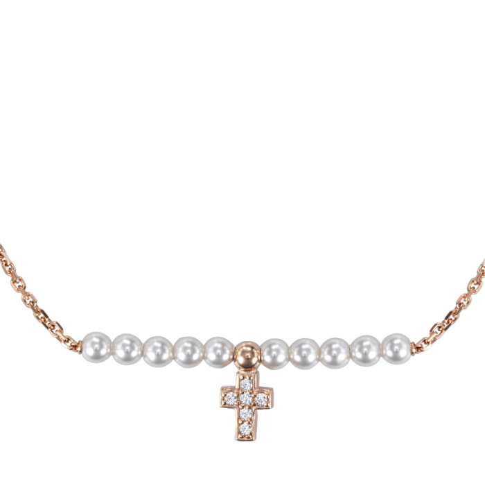 Серебряный браслет с жемчугом и фианитами. Артикул BRT 8986 P-B/17/4806