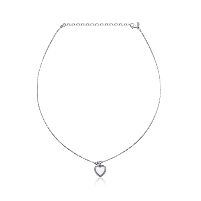 Жесткое серебряное колье «Сердце» с подвеской без вставки CFAXD000058-K/12