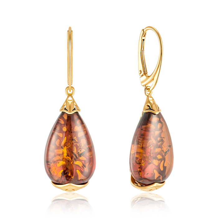 Серебряные серьги с янтарем. Артикул AuE178C-E/20/2787