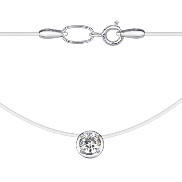 Колье-невидимка на мононити с фианитом. Артикул 6032/02/1/22