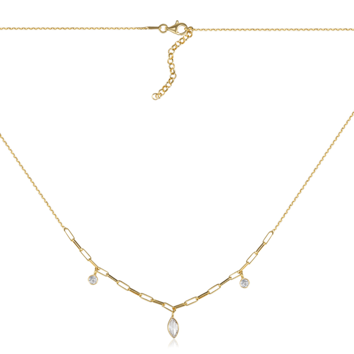 Серебряное колье с фианитами. Артикул CLT 10216 G-K/20/1