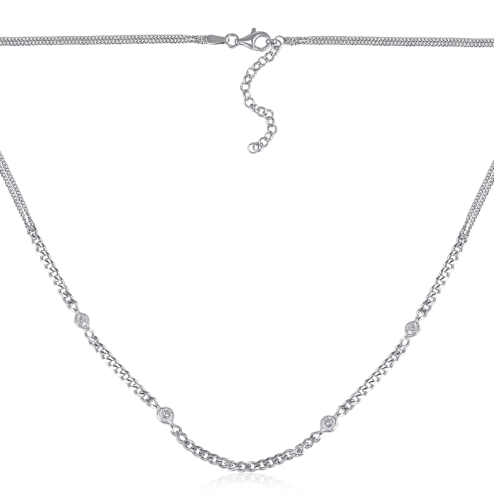 Серебряное колье с фианитами. Артикул CLT 10217 RH-K/12/1