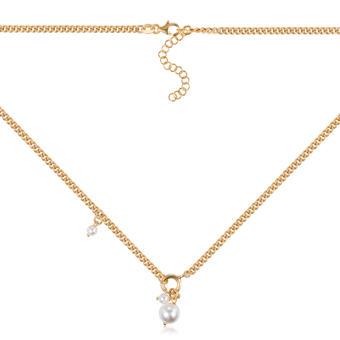 Срібне кольє з перлами. Артикул CLT 10933 G-K/20/4783