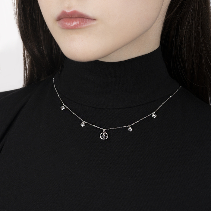 Срібне кольє. Артикул CLT 11515 RH-K/12