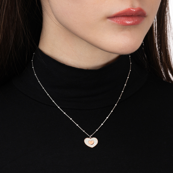 Срібне кольє з перламутром. Артикул CLT 11589 BRHP-K/15/1101