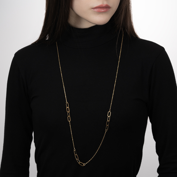 Срібне позолочене кольє. Артикул CLT 11638 G-K/20