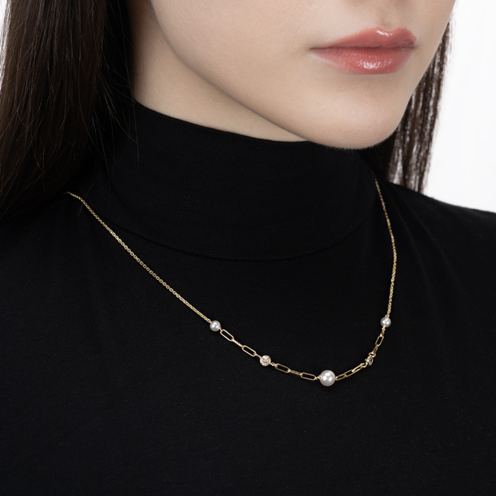 Серебряное колье с жемчугом. Артикул CLT  11834 G-K/20/4801