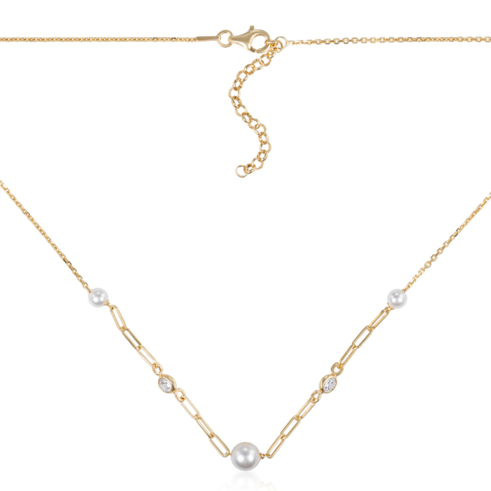 Серебряное колье с жемчугом. Артикул CLT  11834 G-K/20/4801
