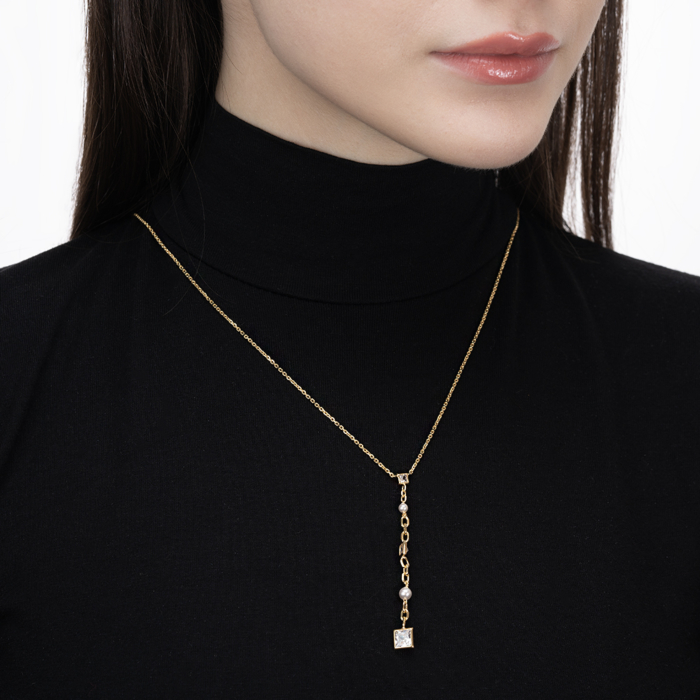 Серебряное колье с жемчугом и фианитами. Артикул CLT 11839 G-K/20/4812