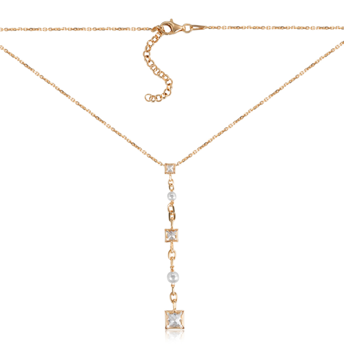 Серебряное колье с жемчугом и фианитами. Артикул CLT 11839 G-K/20/4812