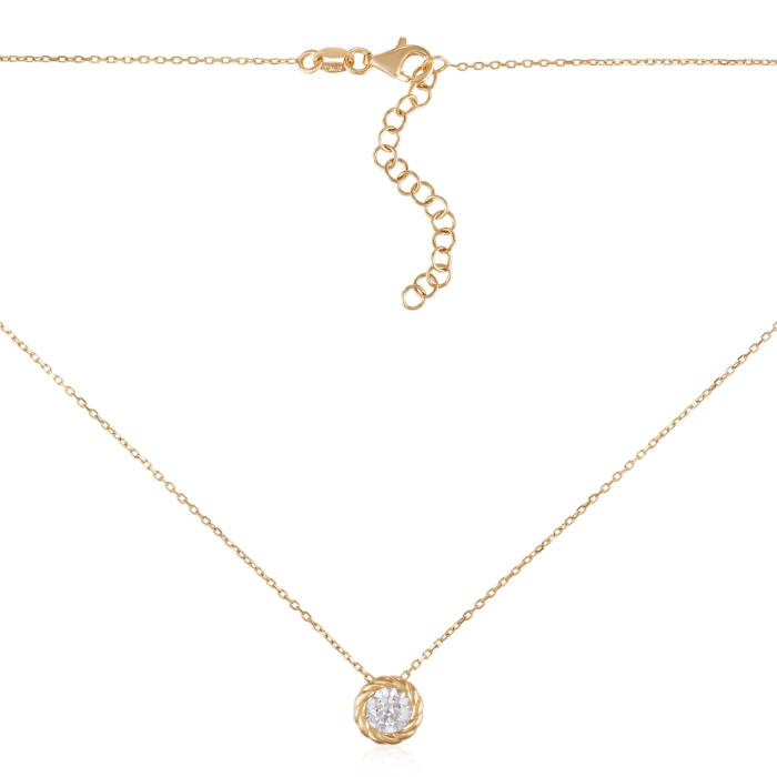 Серебряное колье с фианитом. Артикул CLT 11871 G-K/20/1