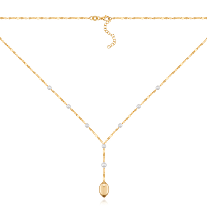 Серебряное колье с жемчугом. Артикул CLT_11883-K/20/21085