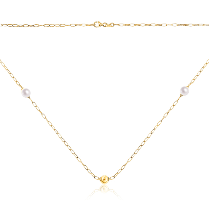 Срібне кольє з перлинами. Артикул CLT 11698 G-K/20/4780