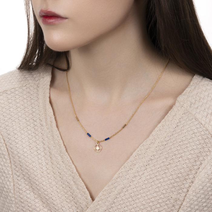 Серебряное колье с эмалью. Артикул CLT_11933-K/20/570