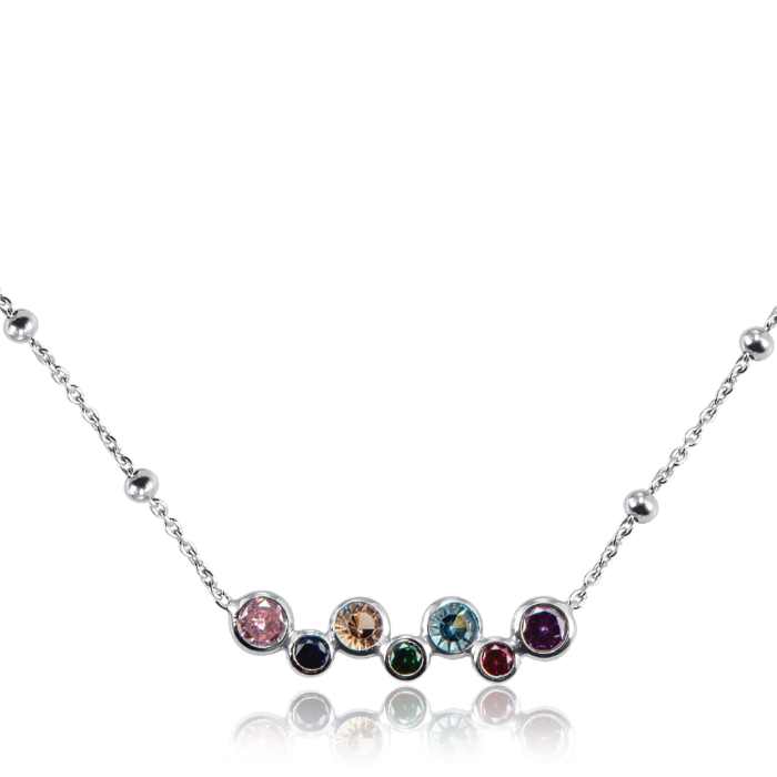 Срібне кольє з фіанітами. Артикул CLT_12003-K/12/21035