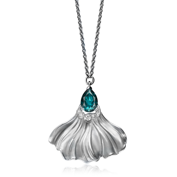 Колье из белого золота Magerit с голубым топазом и бриллиантами 2063.2-N/04/10909