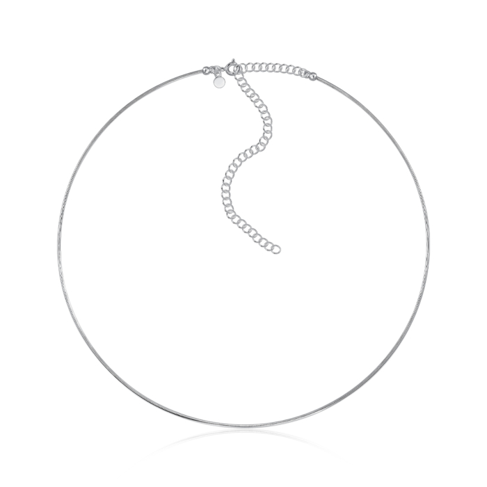 Жесткое серебряное колье без вставки CTBXD000015-K/12