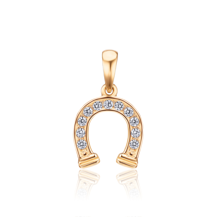 Золота підвіска «Підкова» з фіанітами. Артикул 3853
