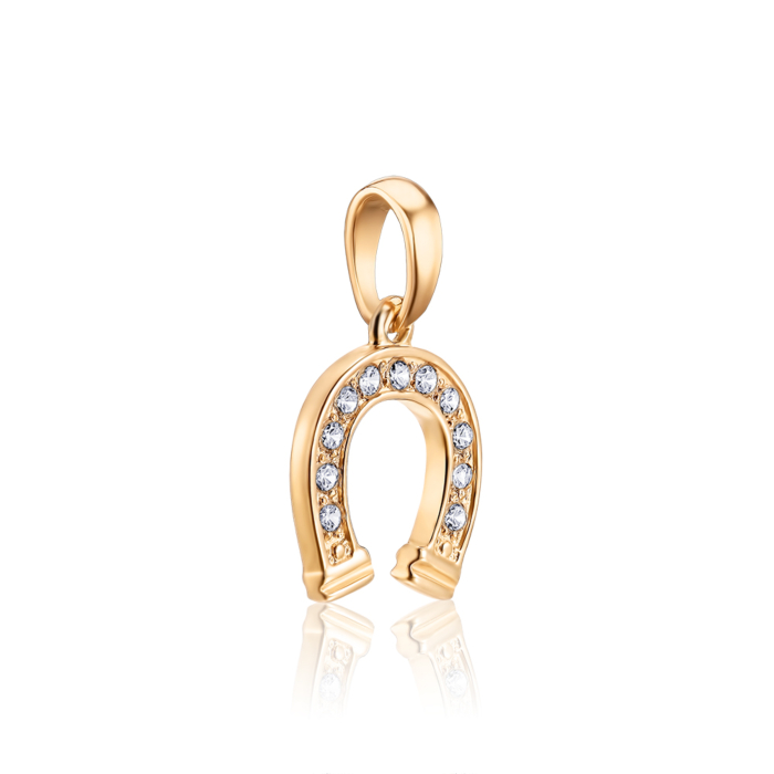 Золота підвіска «Підкова» з фіанітами. Артикул 3853