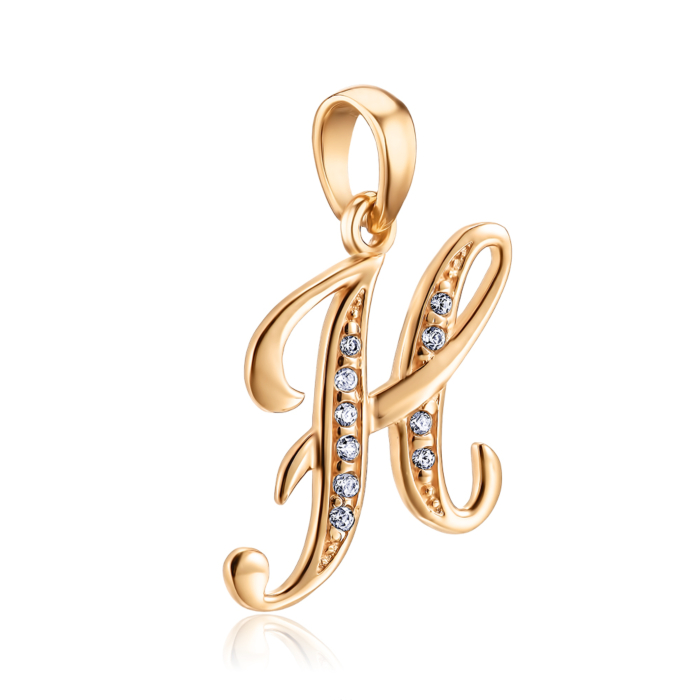 Золота підвіска-літера Н з фіанітами 31762-н/01/0/323