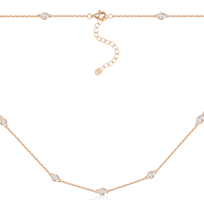 Серебряное колье с фианитами. Артикул D02184-rg-K/17/1