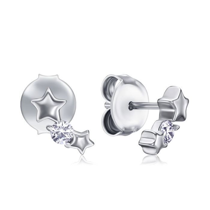 Срібні сережки з фіанітом. Артикул DB01780-E/12/1