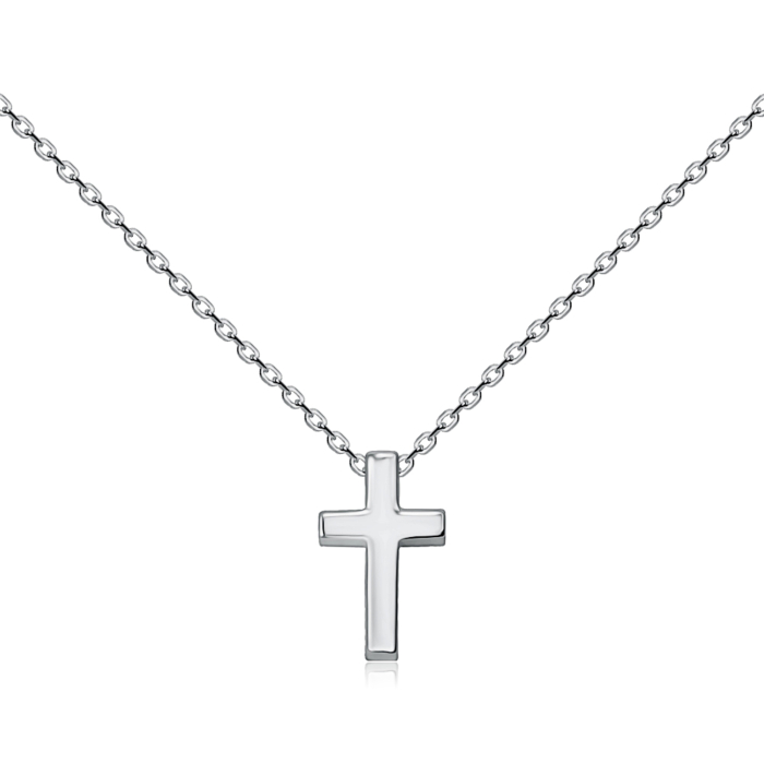 Срібне кольє з підвіскою-хрестиком без вставки DC00034-K/12