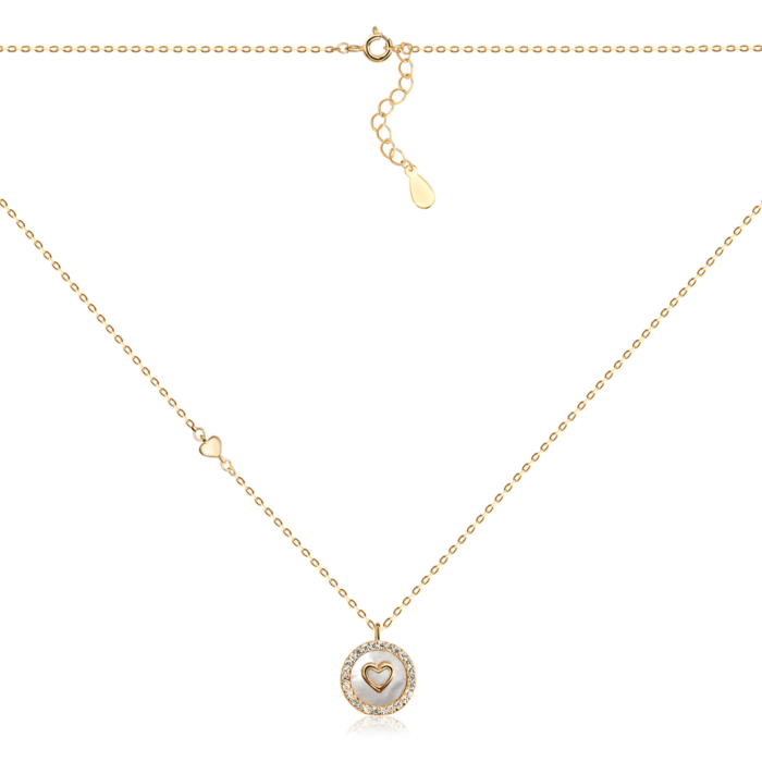 Срібне кольє з фіанітами та перламутром. Артикул DC00255-g-K/20/1090