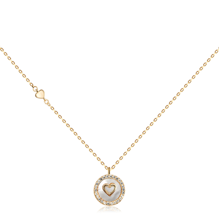 Срібне кольє з фіанітами та перламутром. Артикул DC00255-g-K/20/1090