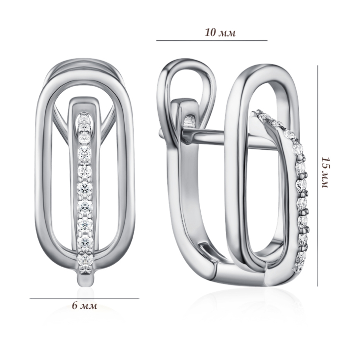 Серебряные серьги с фианитами. Артикул DE00314-E/12/1