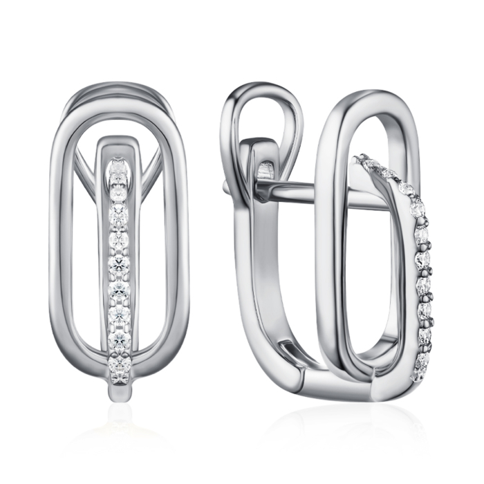 Серебряные серьги с фианитами. Артикул DE00314-E/12/1