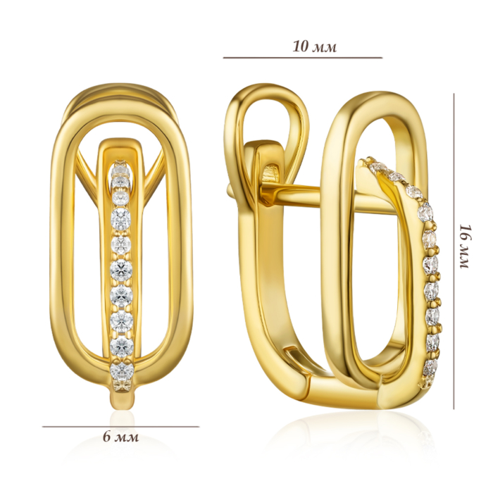 Срібні сережки з фіанітами. Артикул DE00314-E/20/1