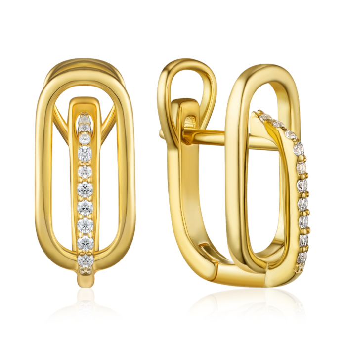 Срібні сережки з фіанітами. Артикул DE00314-E/20/1