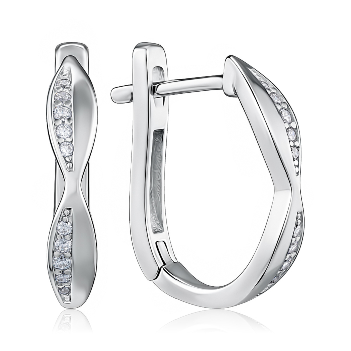 Срібні сережки з фіанітами. Артикул DE00340-E/12/1