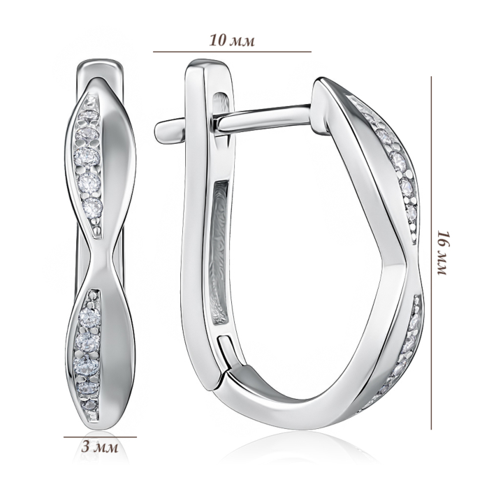 Срібні сережки з фіанітами. Артикул DE00340-E/12/1