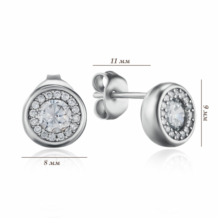 Срібні сережки з фіанітами. Артикул DE01008-E/12/1
