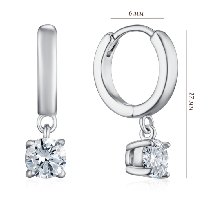 Срібні сережки з фіанітом. Артикул DE02302-E/12/1