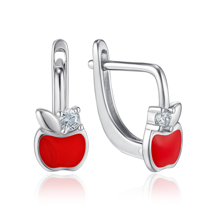 Срібні сережки з емаллю та фіанітом. Артикул DE06213-E/12/1715