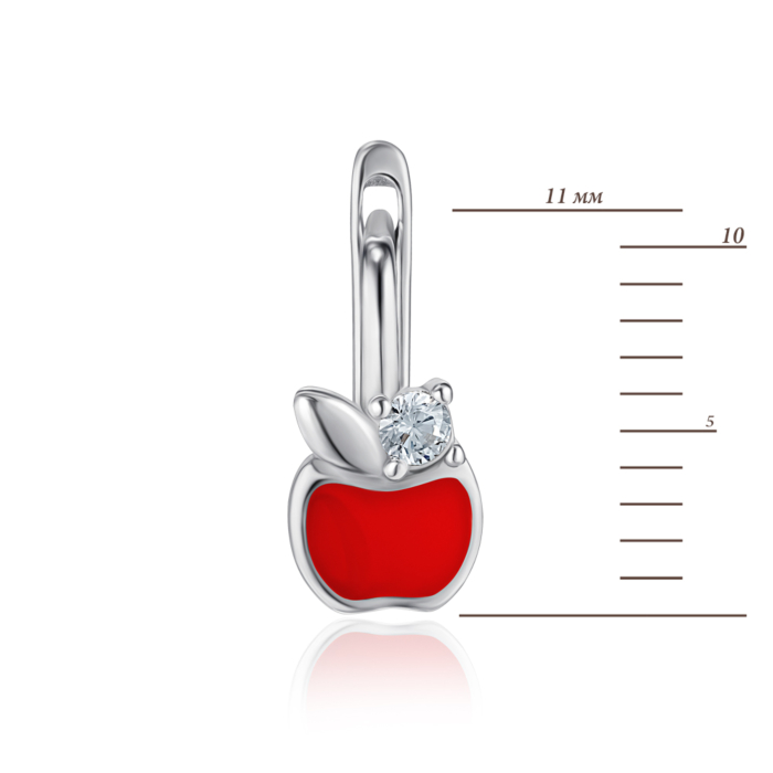 Срібні сережки з емаллю та фіанітом. Артикул DE06213-E/12/1715