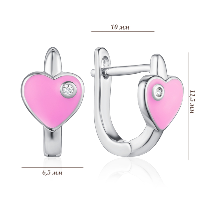 Срібні сережки з емаллю та фіанітом. Артикул DE06216-E/12/563