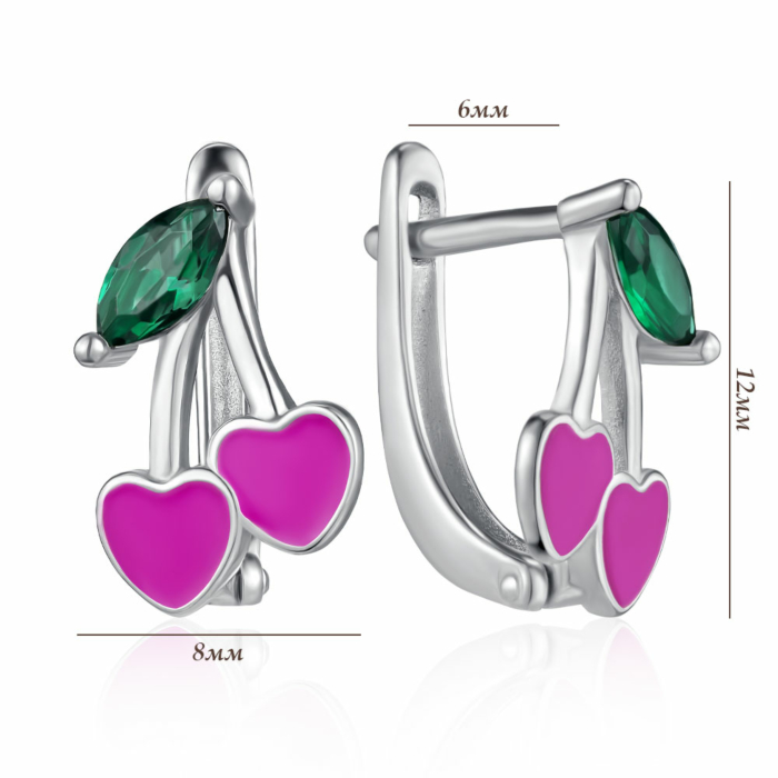 Серебряные серьги с фианитами и эмалью. Артикул DE06227-E/12/4952