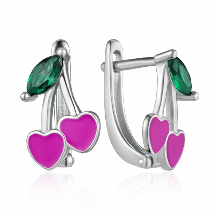 Серебряные серьги с фианитами и эмалью. Артикул DE06227-E/12/4952