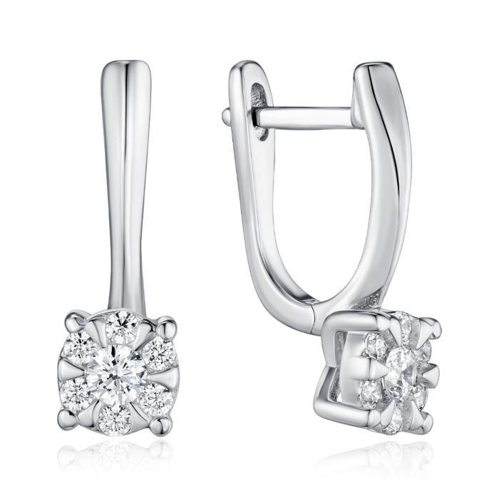 Срібні сережки з фіанітами. Артикул DE06314-E/12/1