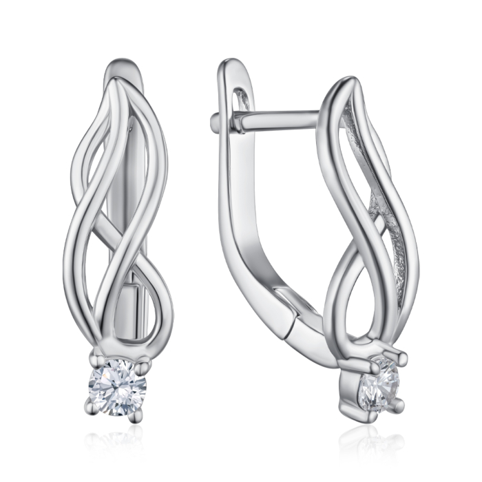 Срібні сережки з фіанітом. Артикул DE06369-E/12/1