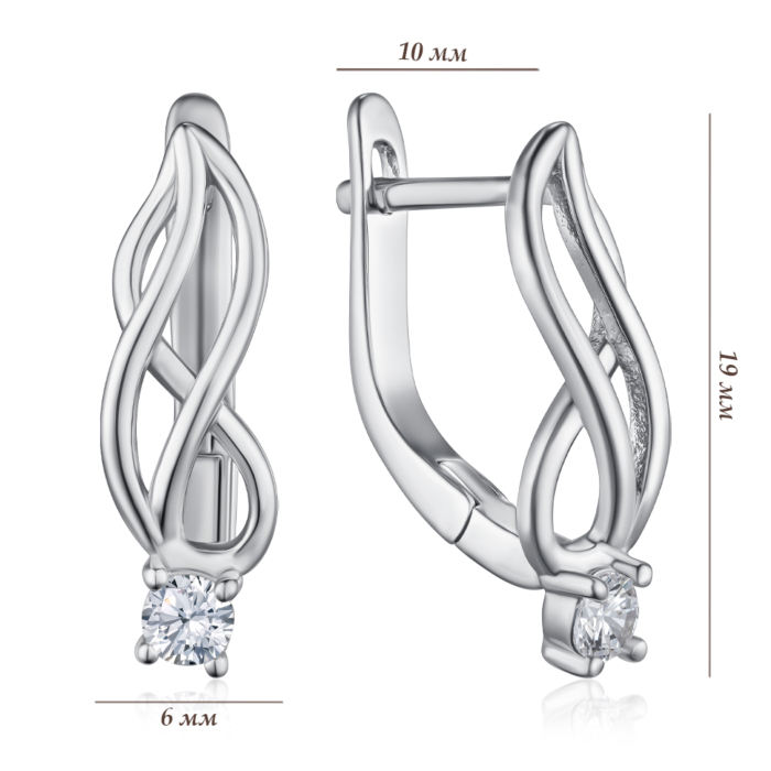 Срібні сережки з фіанітом. Артикул DE06369-E/12/1